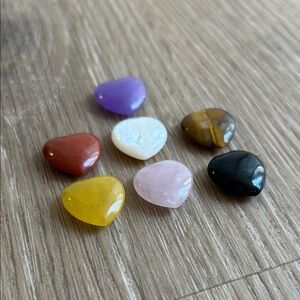 Multicolor Heart Gemstone Brooch Set - Seven Hearts
